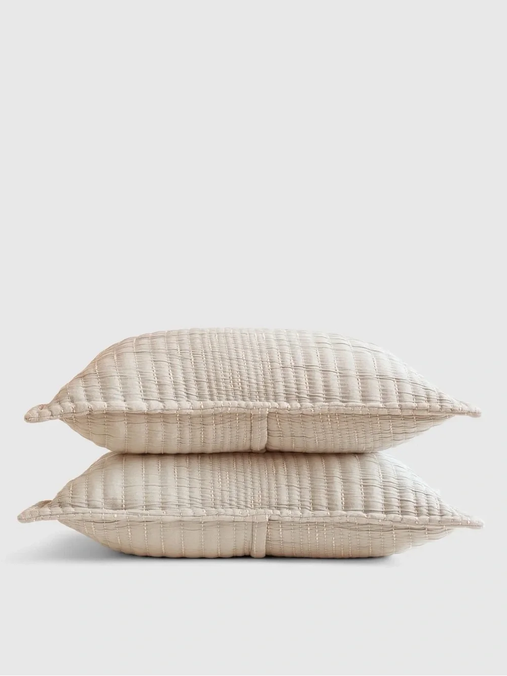 Quince Organic Cotton Channel Stitch Shams in Sand Standard/Queen 30